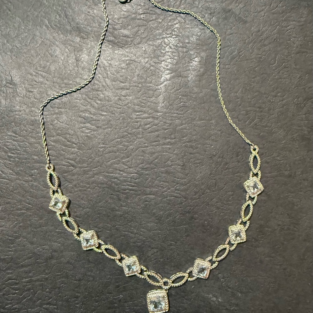 Light blue Aquamarine & silver necklace/matching bracelet - delicate and classy